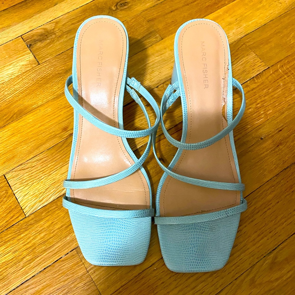MARC FISHER HEEL SANDALS BABY BLUE COLOR
